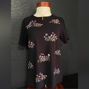 Bechamel Navy Floral Romantic embroidered‎ tee